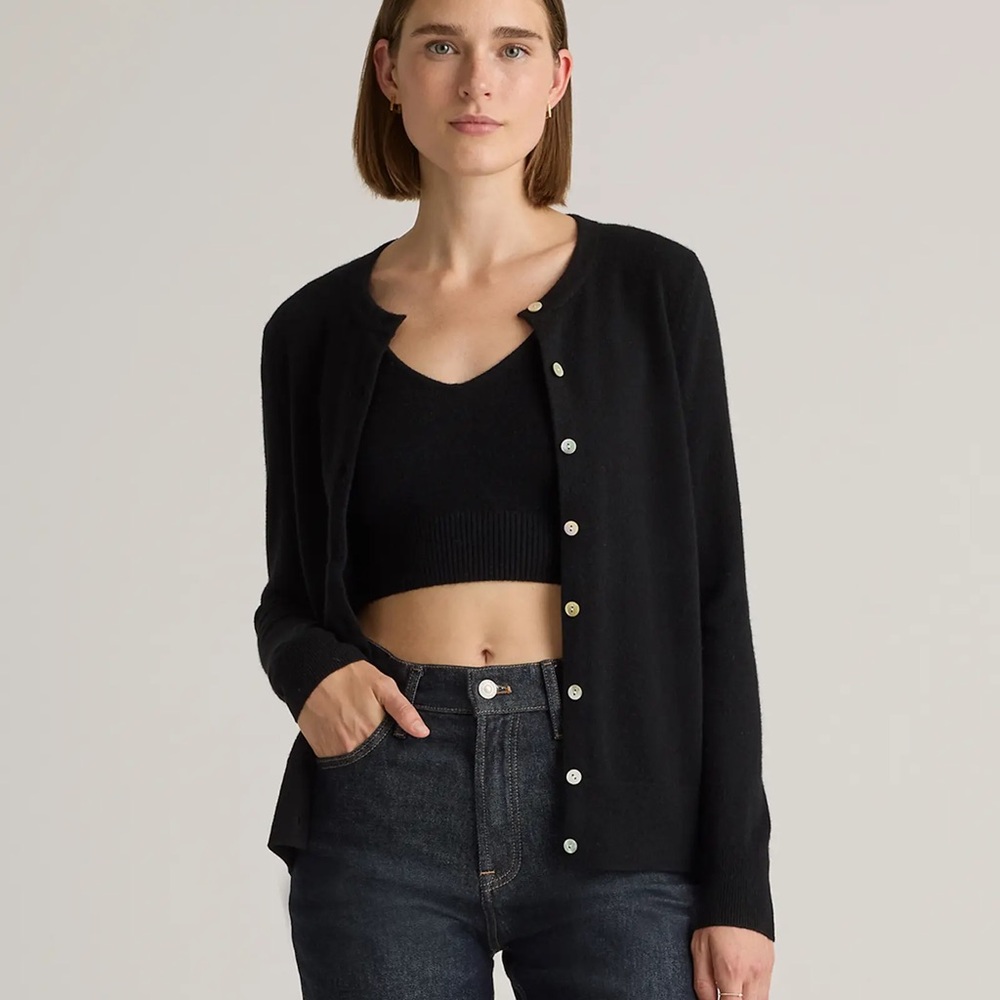 Quince Women's Black Cardigan Sweater